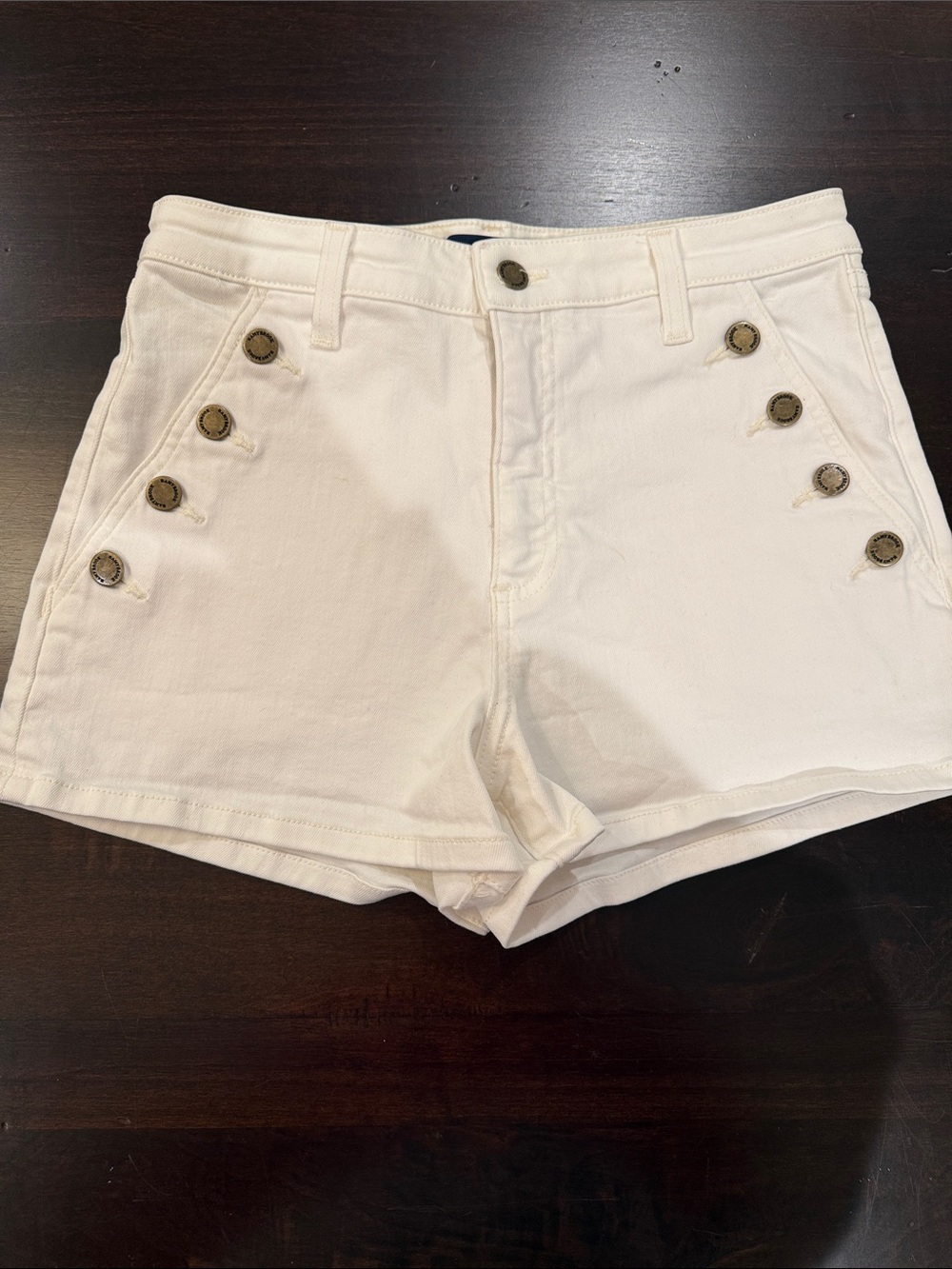 Ramy Brook Cream High-Rise Button-Accent Jean Shorts